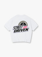 Street Life Driven Retro Whitewall Wheel Back Print  JDM Car Racing T-Shirt