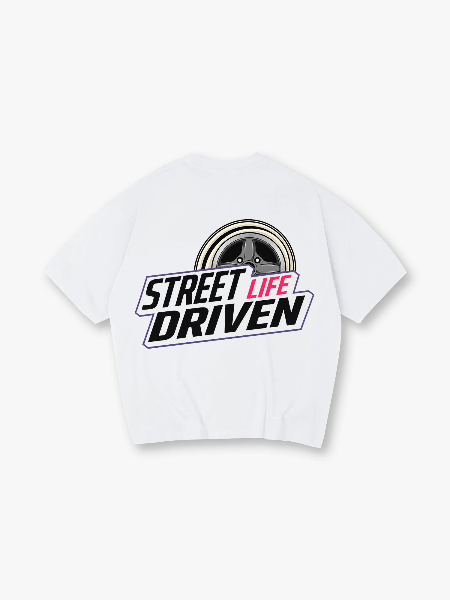 Street Life Driven Retro Whitewall Wheel Back Print  JDM Car Racing T-Shirt