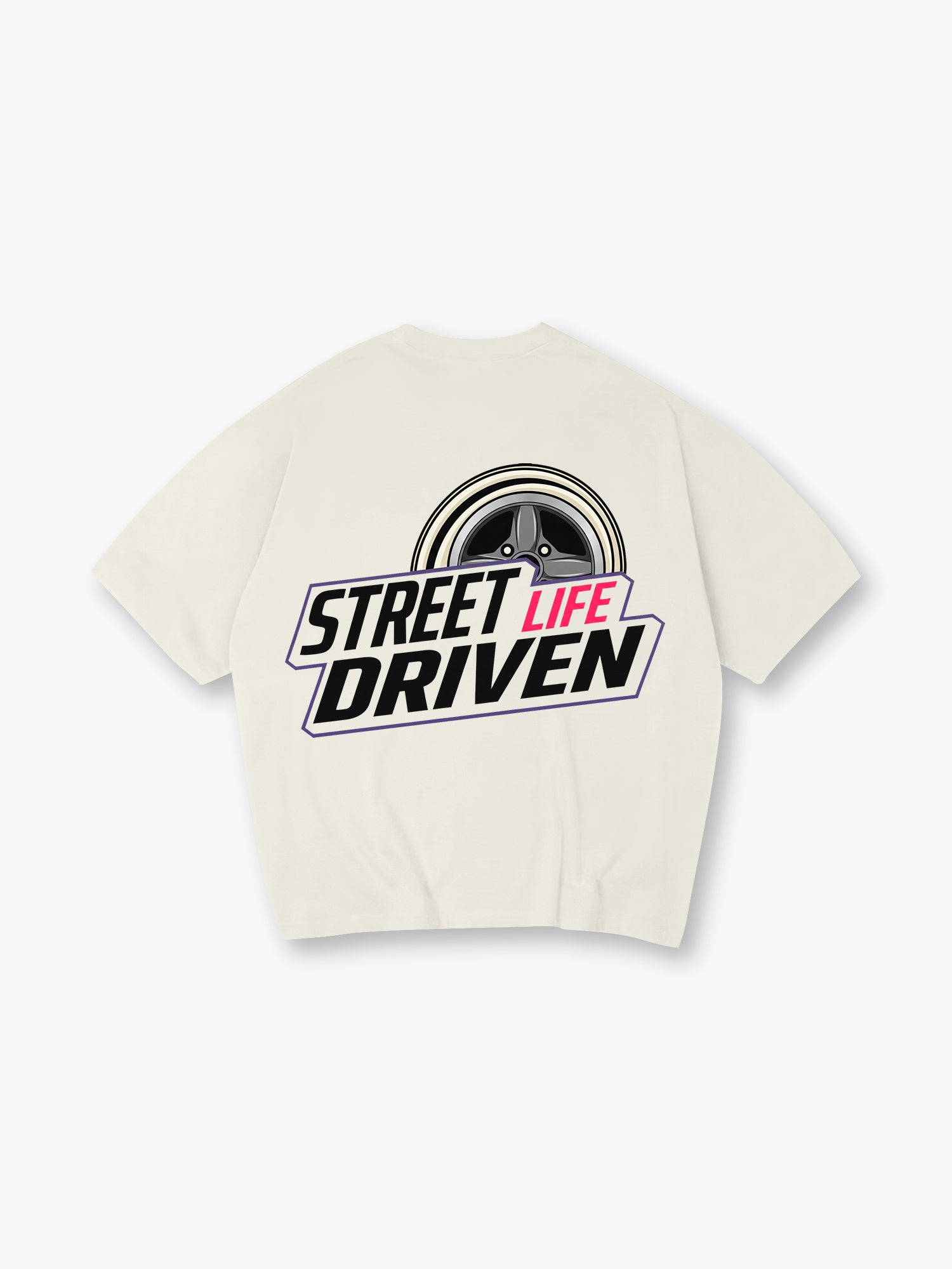Street Life Driven Retro Whitewall Wheel Back Print  JDM Car Racing T-Shirt