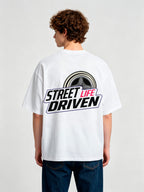 Street Life Driven Retro Whitewall Wheel Back Print  JDM Car Racing T-Shirt