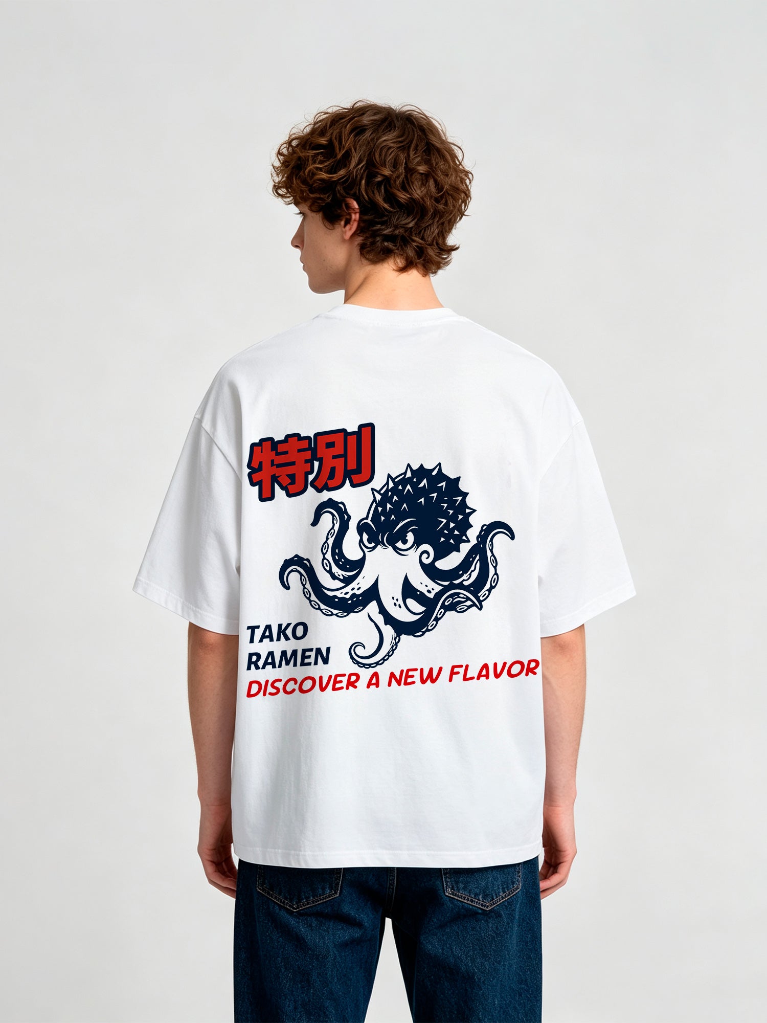 Japanese Tako Octopus Ramen Graphic Cotton Short Sleeve Streetwear T Shirt