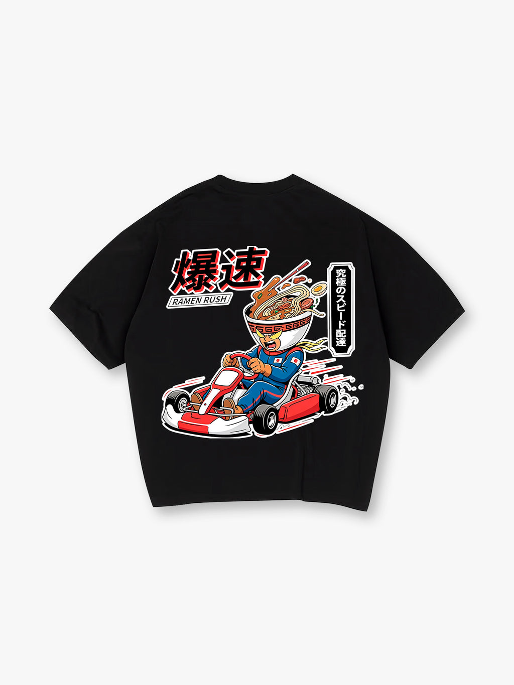 Japanese Ramen Rush Kart Racing Cartoon Graphic Short Sleeve T-Shirt