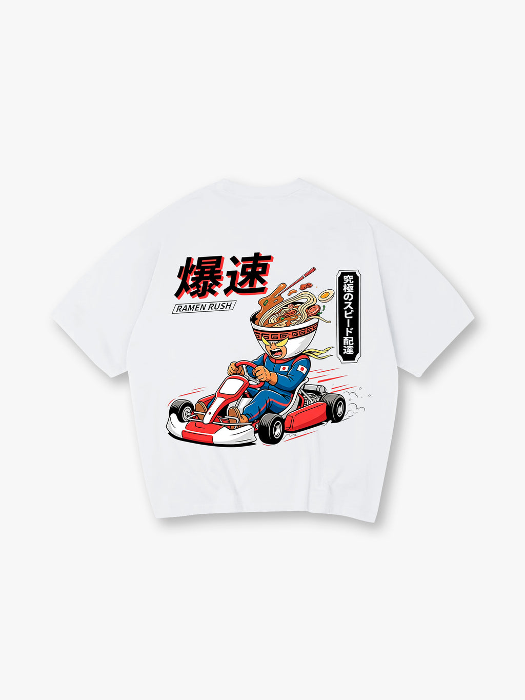Japanese Ramen Rush Kart Racing Cartoon Graphic Short Sleeve T-Shirt