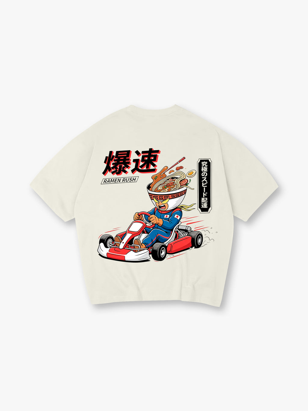 Japanese Ramen Rush Kart Racing Cartoon Graphic Short Sleeve T-Shirt