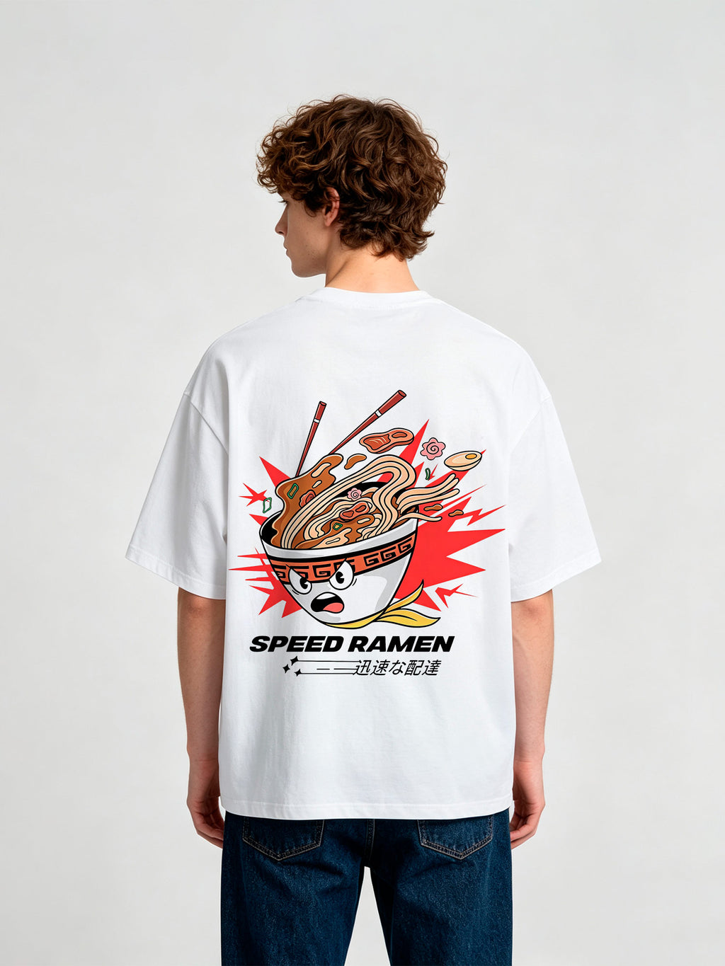 Speed Ramen Japanese Cartoon Noodle Bowl Graphic Short Sleeve T Shirt