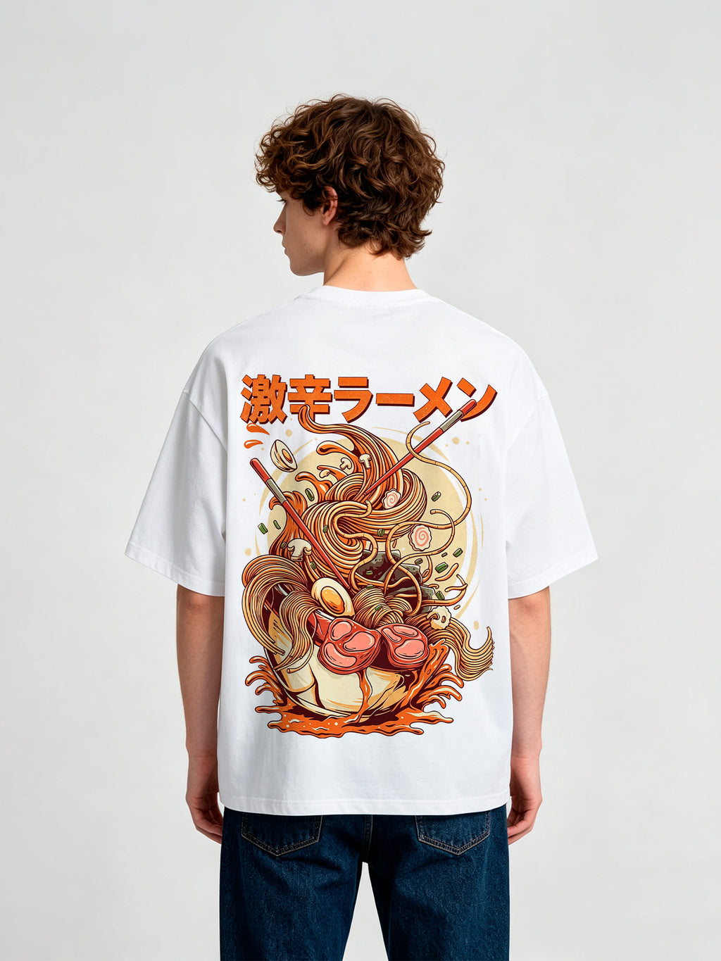 Japanese Extra Spicy Ramen Noodle Vintage Art Graphic Short Sleeve T-Shirt