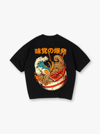 Japanese Great Wave Unagi Ramen Noodle Vintage Graphic Short Sleeve T-Shirt
