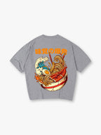 Japanese Great Wave Unagi Ramen Noodle Vintage Graphic Short Sleeve T-Shirt