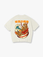 Japanese Great Wave Unagi Ramen Noodle Vintage Graphic Short Sleeve T-Shirt