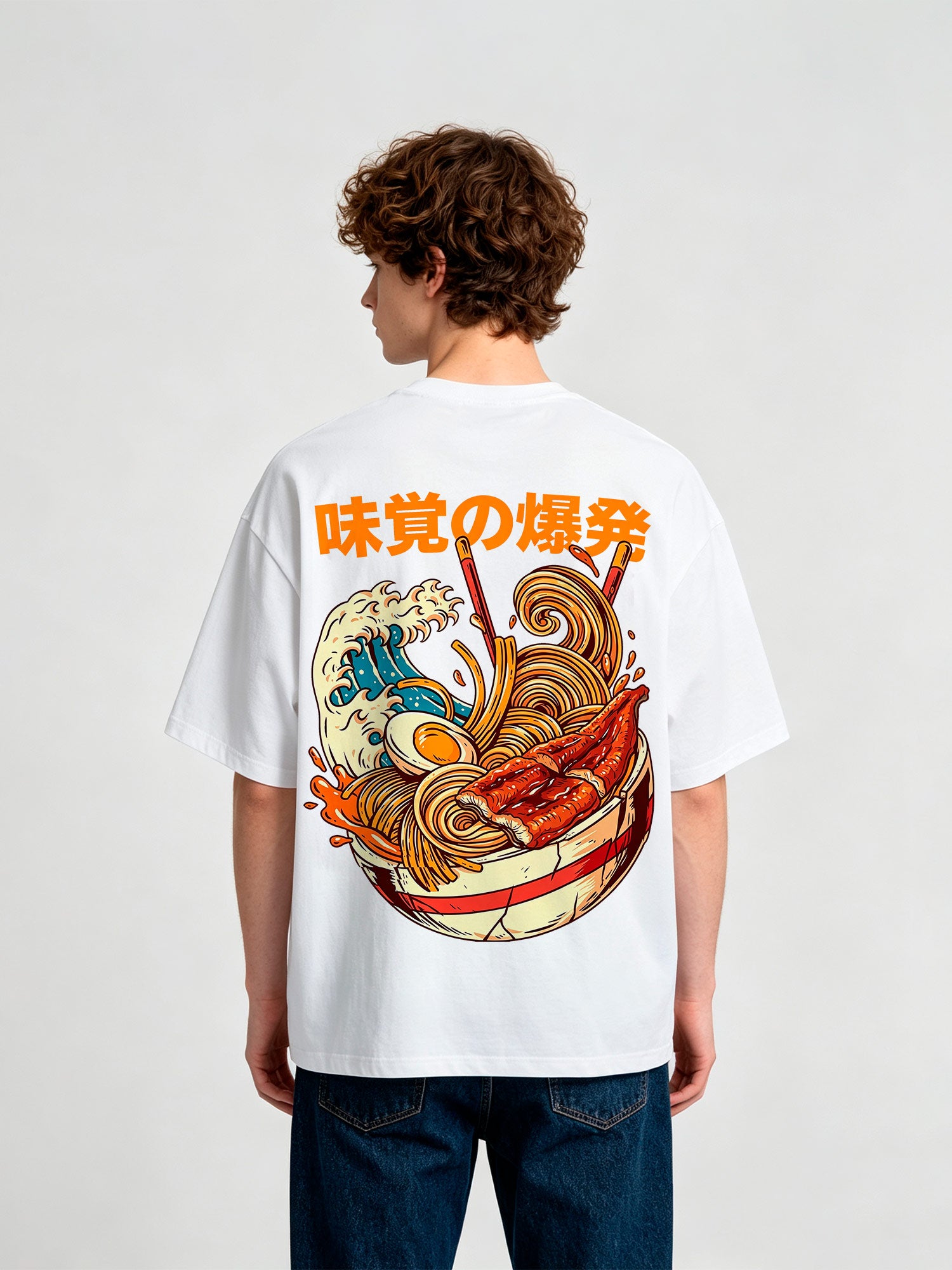 Japanese Great Wave Unagi Ramen Noodle Vintage Graphic Short Sleeve T-Shirt