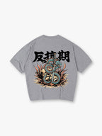 Japanese Dragon Katana Skull Retro Tattoo Graphic Short Sleeve Streetwear T-Shirt