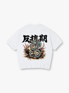 Japanese Dragon Katana Skull Retro Tattoo Graphic Short Sleeve Streetwear T-Shirt