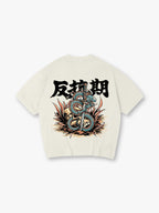 Japanese Dragon Katana Skull Retro Tattoo Graphic Short Sleeve Streetwear T-Shirt