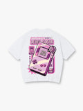 Pink Retro Handheld Game Console Level Clear Pixel Art Graphic T-Shirt