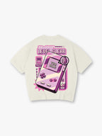 Pink Retro Handheld Game Console Level Clear Pixel Art Graphic T-Shirt