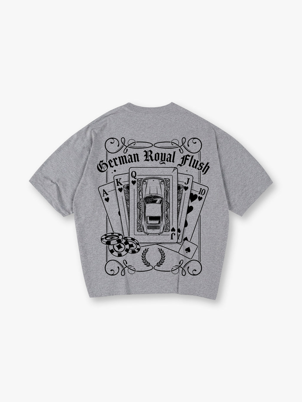 German Sports Car Royal Flush Poker Chips Vintage Tattoo Graphic T-Shirt