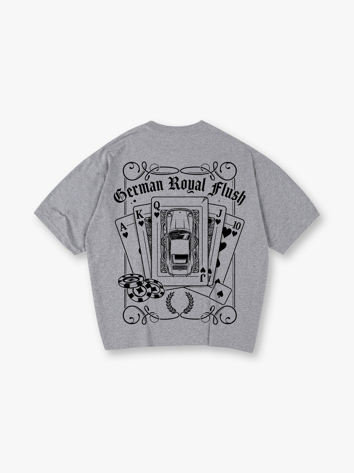 German Sports Car Royal Flush Poker Chips Vintage Tattoo Graphic T-Shirt