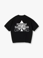 Porsche Royal Flush Spade Gothic Letter Vintage Graphic Cotton Short Sleeve T-Shirt