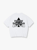 Porsche Royal Flush Spade Gothic Letter Vintage Graphic Cotton Short Sleeve T-Shirt