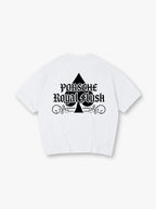 Porsche Royal Flush Spade Gothic Letter Vintage Graphic Cotton Short Sleeve T-Shirt