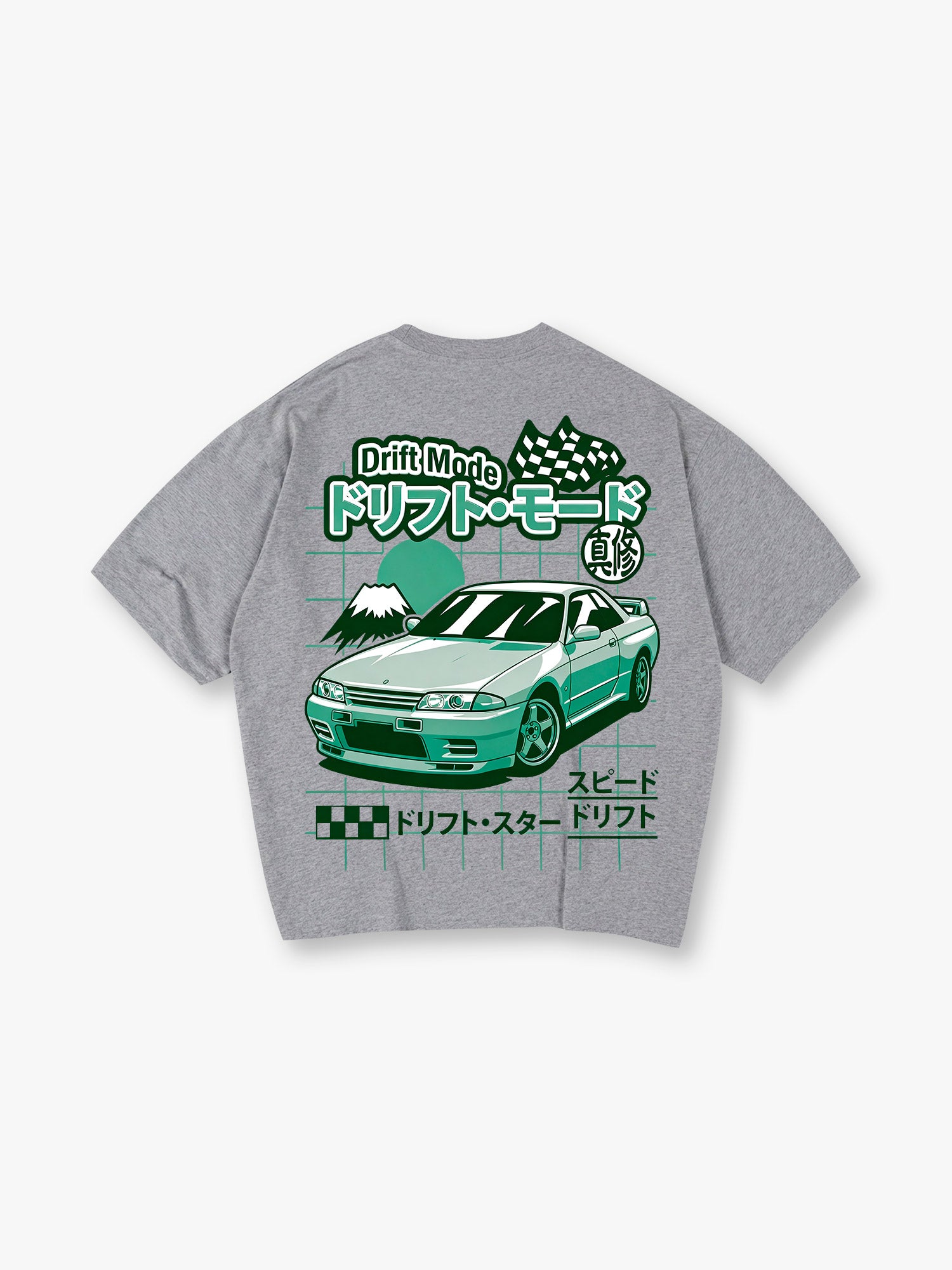 JDM Drift Mode Skyline GT-R Fuji Mountain Racing Flag Graphic T-Shirt