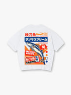 Japanese Sanma Saury Fish Retro Market Poster Graphic Short Sleeve T-Shirt