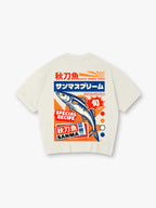 Japanese Sanma Saury Fish Retro Market Poster Graphic Short Sleeve T-Shirt