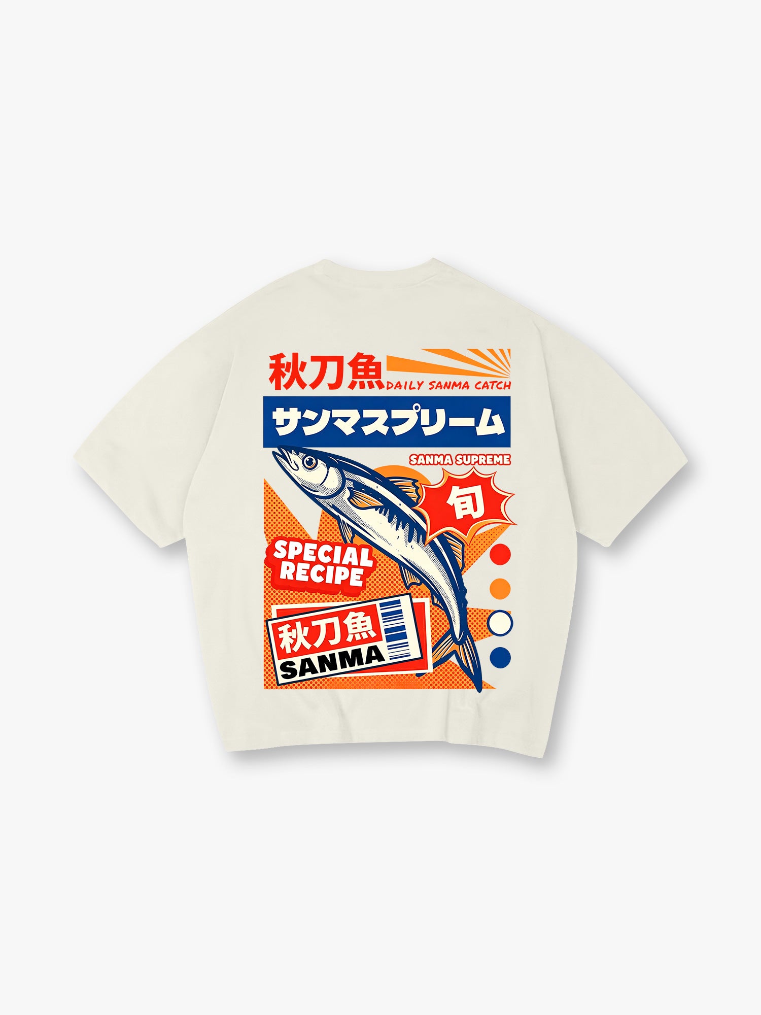 Japanese Sanma Saury Fish Retro Market Poster Graphic Short Sleeve T-Shirt