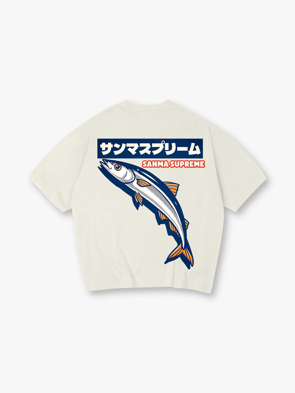 Japanese Sanma Saury Fish Sanma Supreme Retro Graphic Cotton Short Sleeve T-Shirt