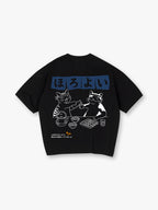 Cute Japanese Drinking Cats Izakaya Cartoon Line Art Graphic Short Sleeve T-Shirt