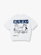 Cute Japanese Drinking Cats Izakaya Cartoon Line Art Graphic Short Sleeve T-Shirt