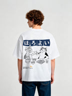 Cute Japanese Drinking Cats Izakaya Cartoon Line Art Graphic Short Sleeve T-Shirt