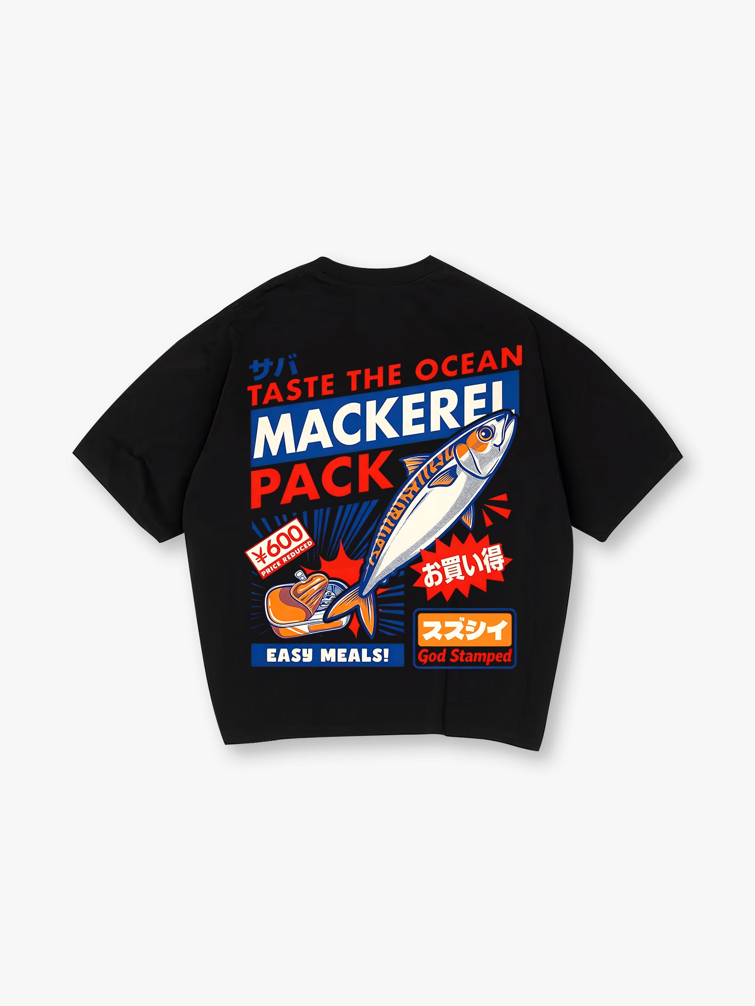 Vintage Japanese Mackerel Fish Market Retro Poster Graphic Short Sleeve T-Shirt