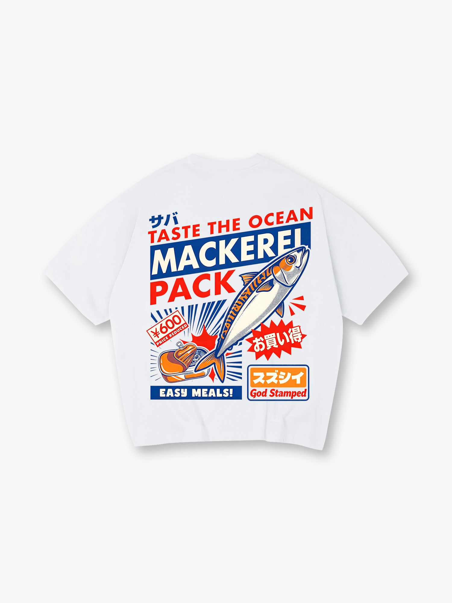 Vintage Japanese Mackerel Fish Market Retro Poster Graphic Short Sleeve T-Shirt