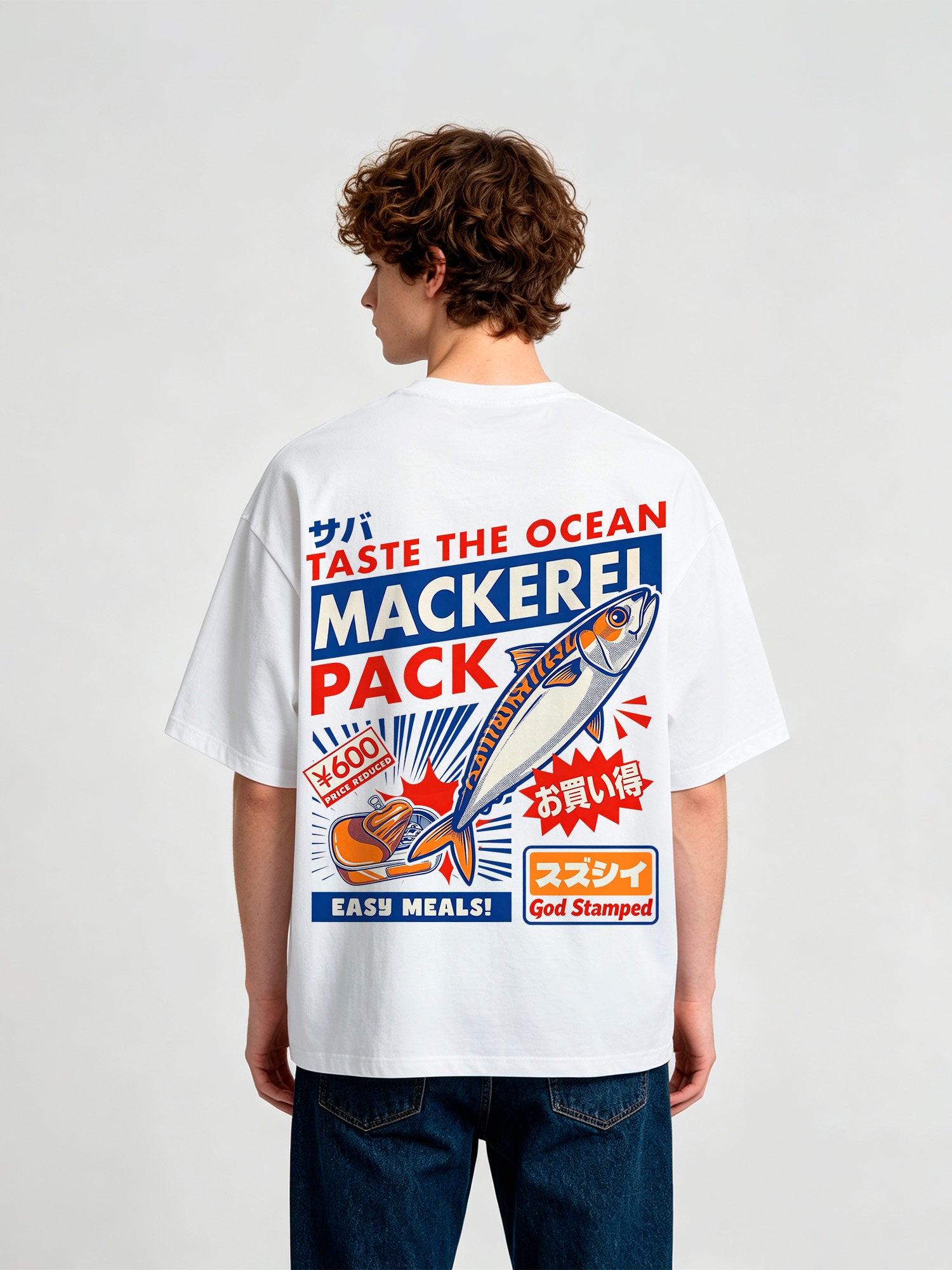 Vintage Japanese Mackerel Fish Market Retro Poster Graphic Short Sleeve T-Shirt