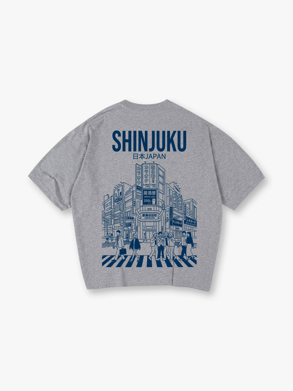 Shinjuku Tokyo Japan City Street Scene Line Art Graphic Cotton Short Sleeve T-Shirt