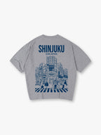 Shinjuku Tokyo Japan City Street Scene Line Art Graphic Cotton Short Sleeve T-Shirt