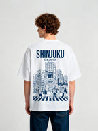 Shinjuku Tokyo Japan City Street Scene Line Art Graphic Cotton Short Sleeve T-Shirt