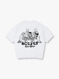 Japanese Kimono Cats Playing Shogi Line Art Cartoon Cotton Short Sleeve T-Shirt