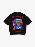 Japanese Retro Pop Gashapon Capsule Vending Machine Cartoon Graphic T-Shirt