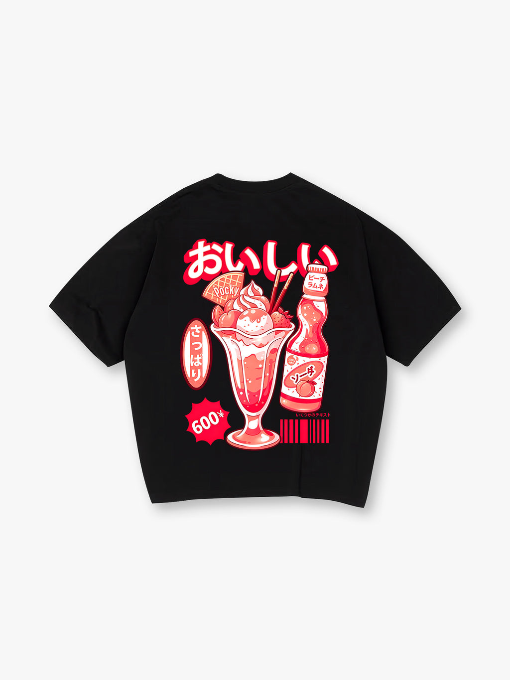 Kawaii Japanese Peach Soda Parfait Dessert Retro Pop Cartoon Cotton T-Shirt