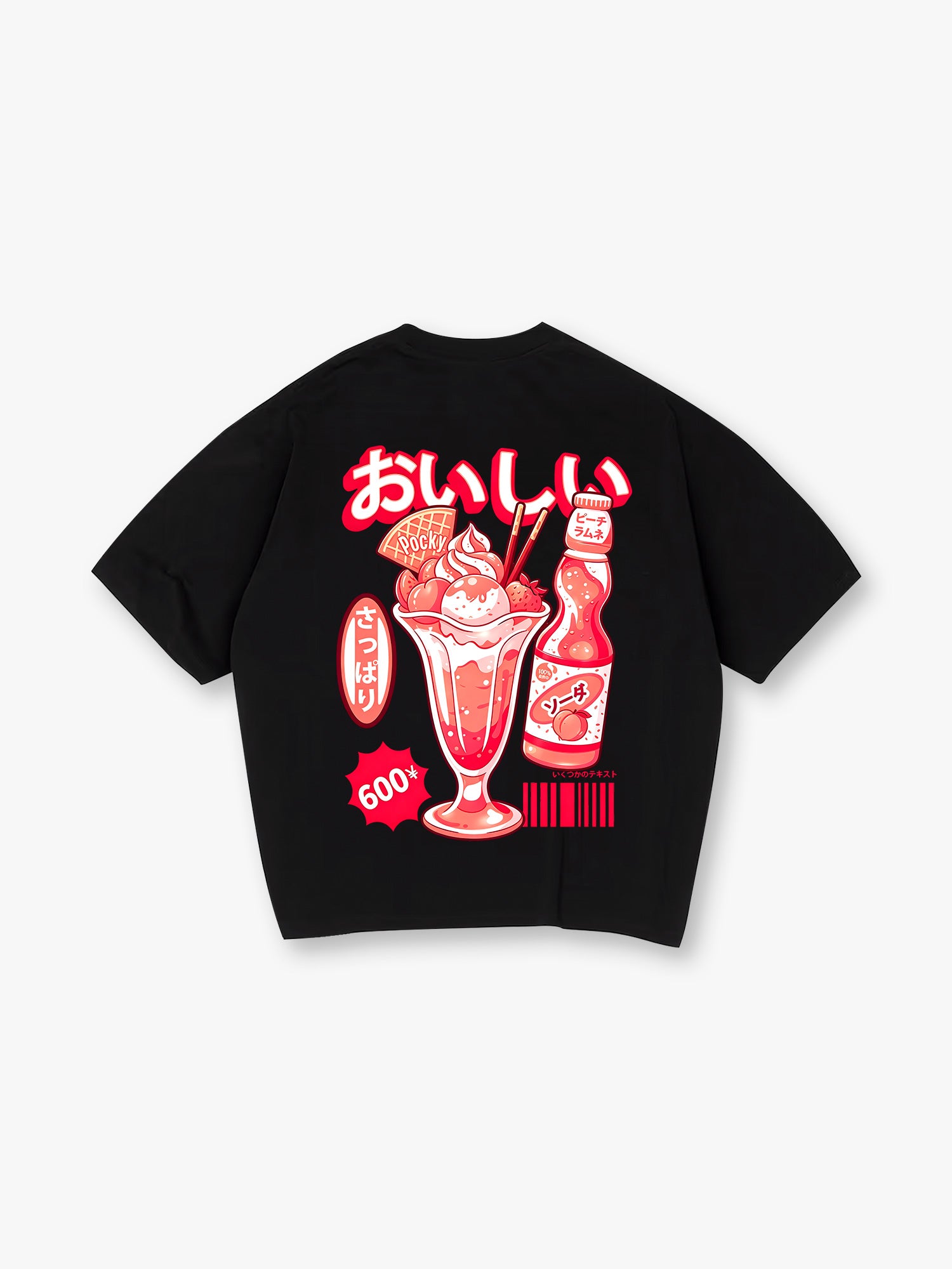 Kawaii Japanese Peach Soda Parfait Dessert Retro Pop Cartoon Cotton T-Shirt