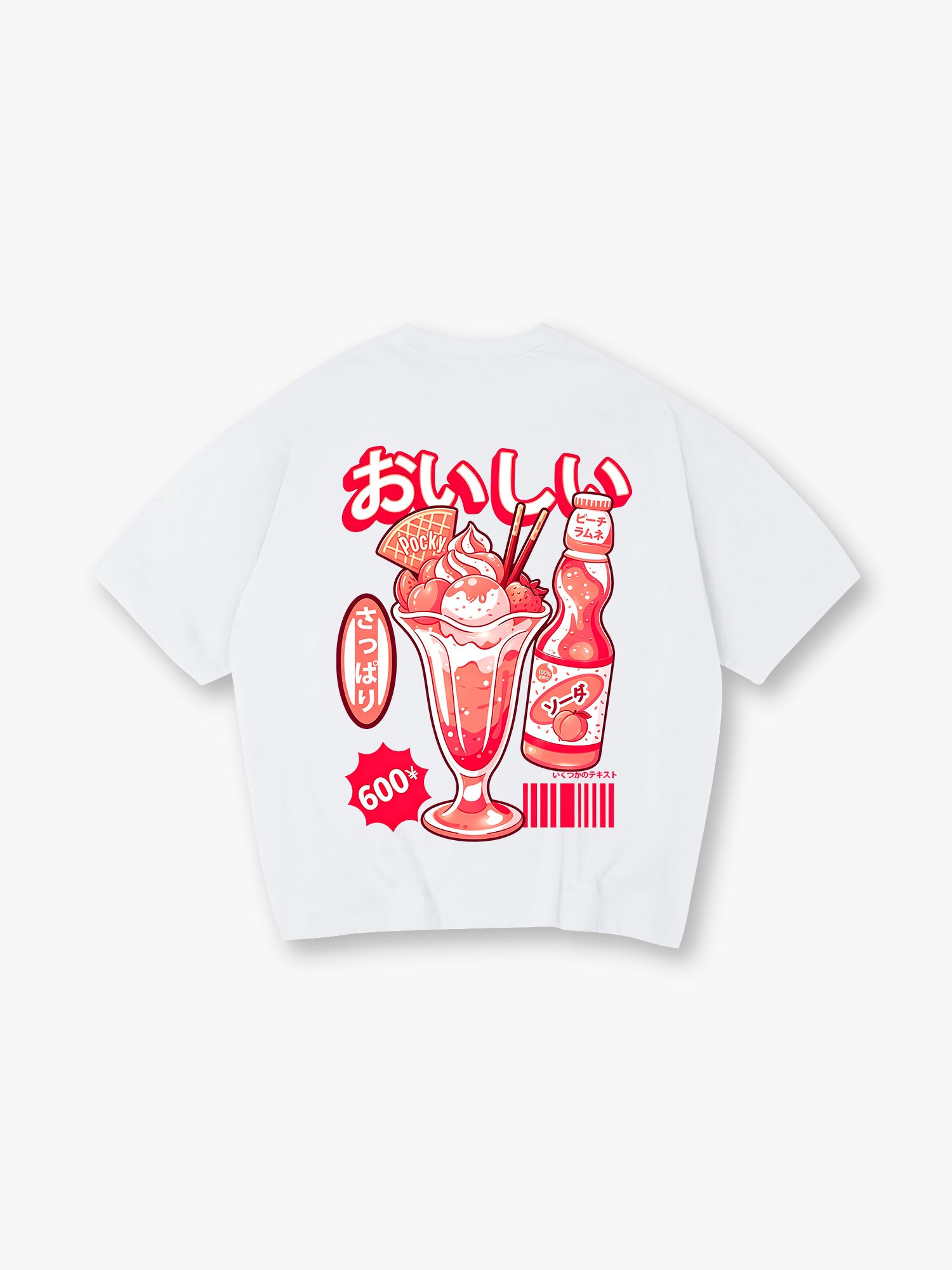 Kawaii Japanese Peach Soda Parfait Dessert Retro Pop Cartoon Cotton T-Shirt