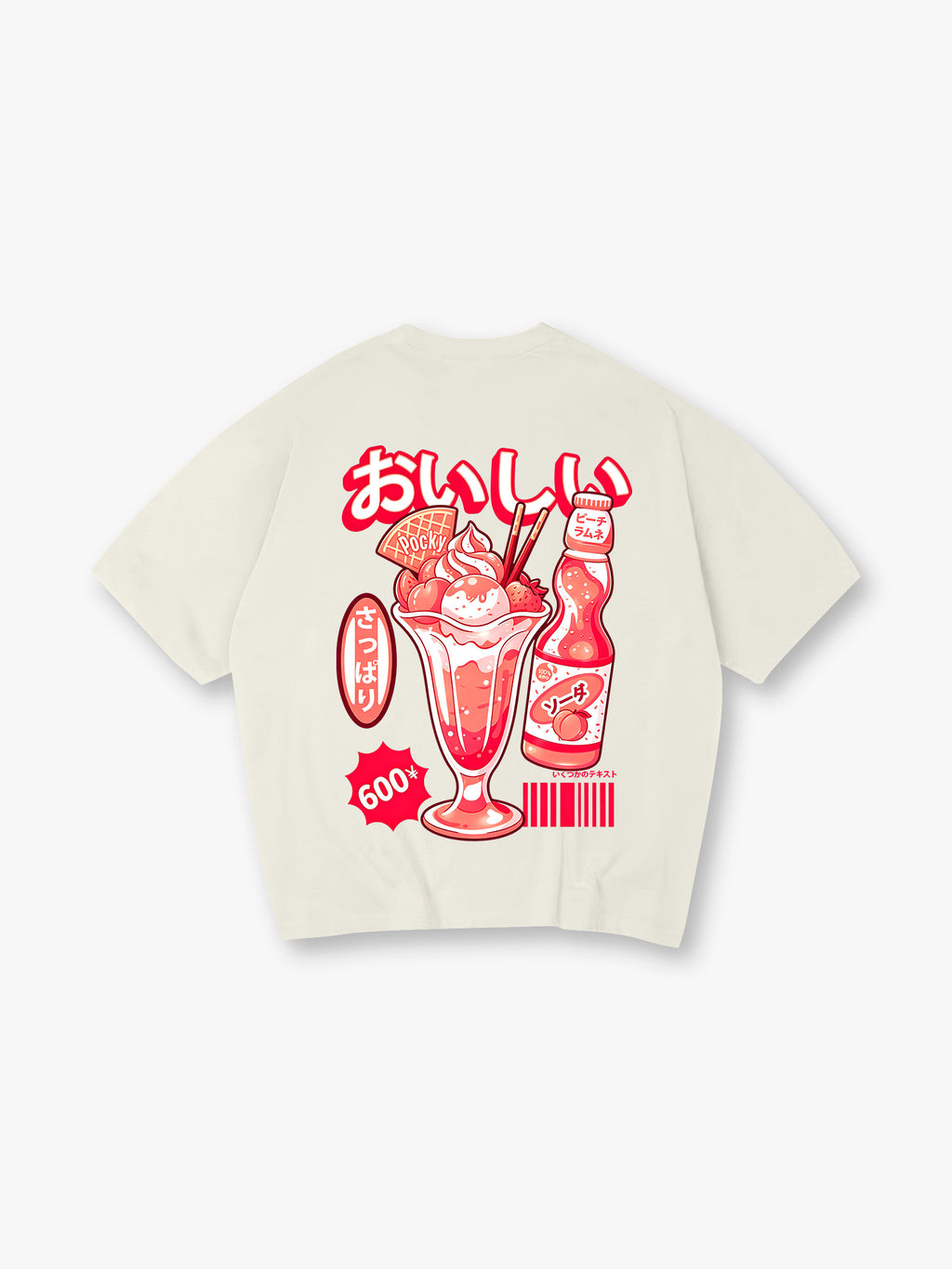 Kawaii Japanese Peach Soda Parfait Dessert Retro Pop Cartoon Cotton T-Shirt