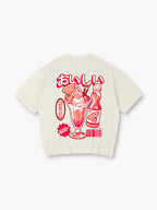 Kawaii Japanese Peach Soda Parfait Dessert Retro Pop Cartoon Cotton T-Shirt