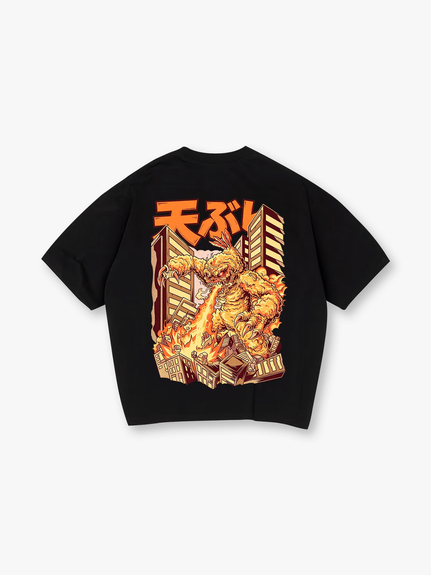 Tempura Kaiju Monster Destroy City Japanese Retro Cartoon Graphic T-Shirt