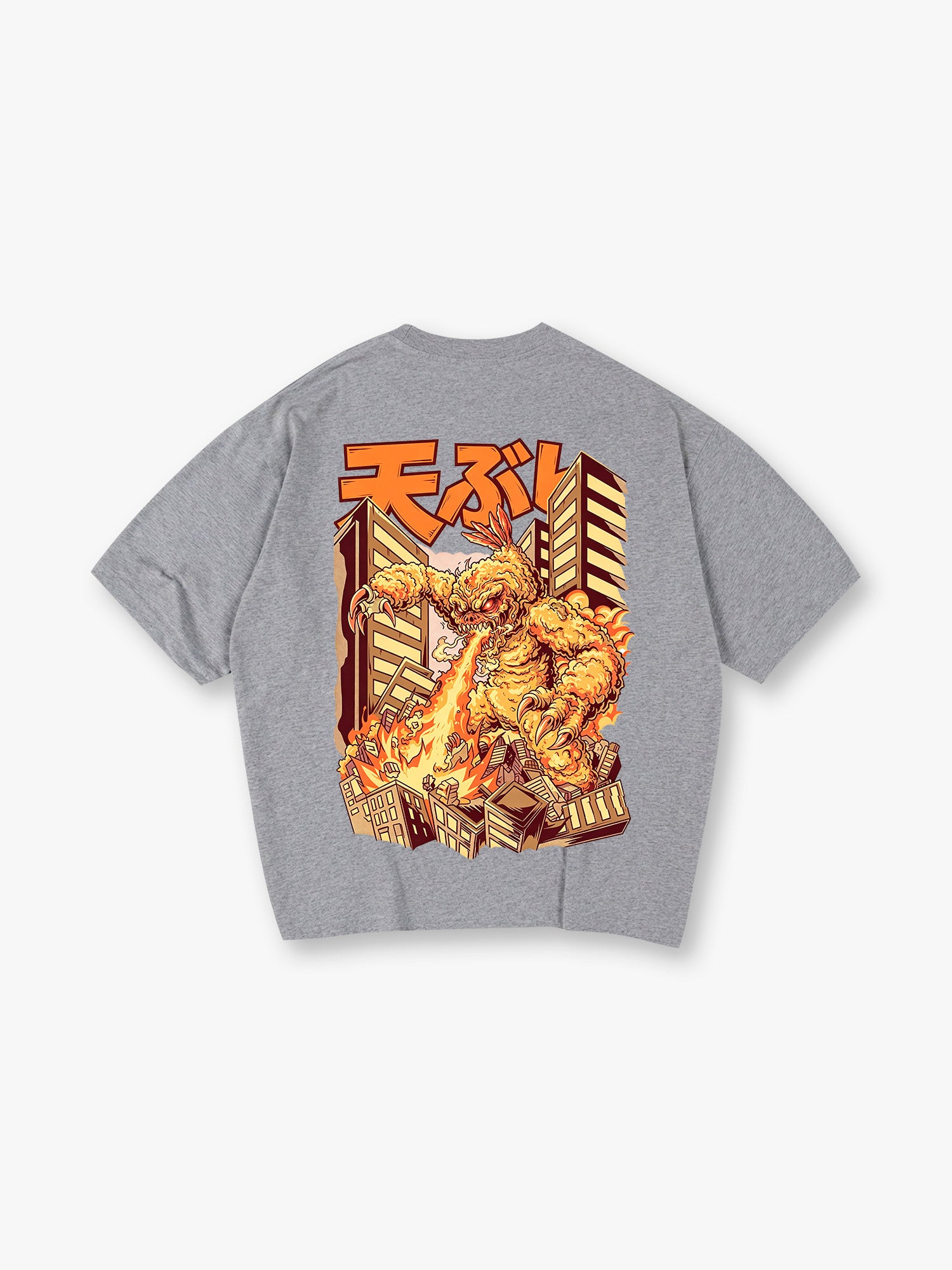 Tempura Kaiju Monster Destroy City Japanese Retro Cartoon Graphic T-Shirt