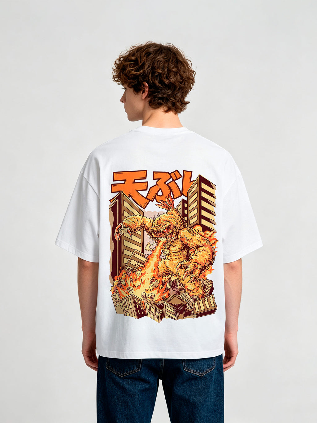 Tempura Kaiju Monster Destroy City Japanese Retro Cartoon Graphic T-Shirt