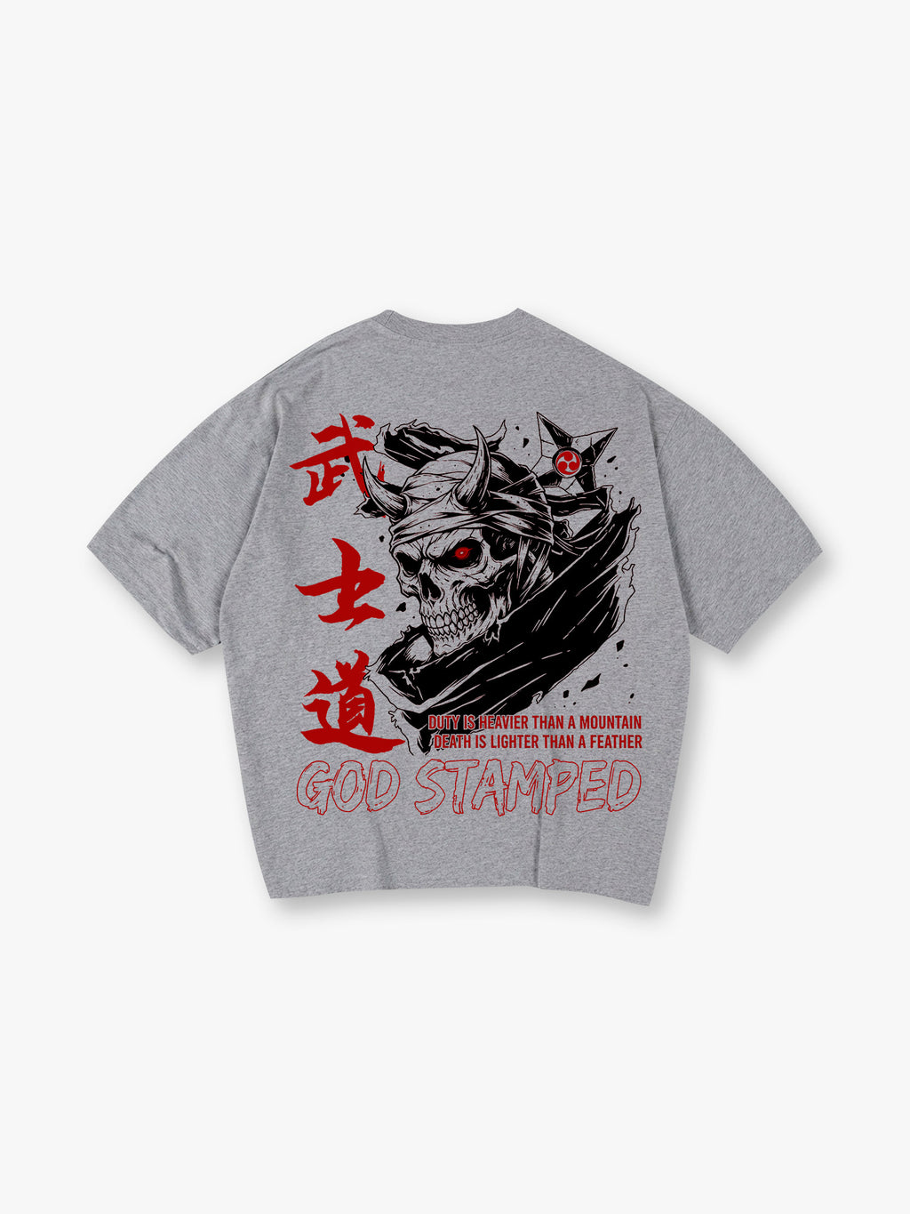 Bushido Samurai Skull T-Shirt Japanese Warrior Oni Demon Graphic Tee