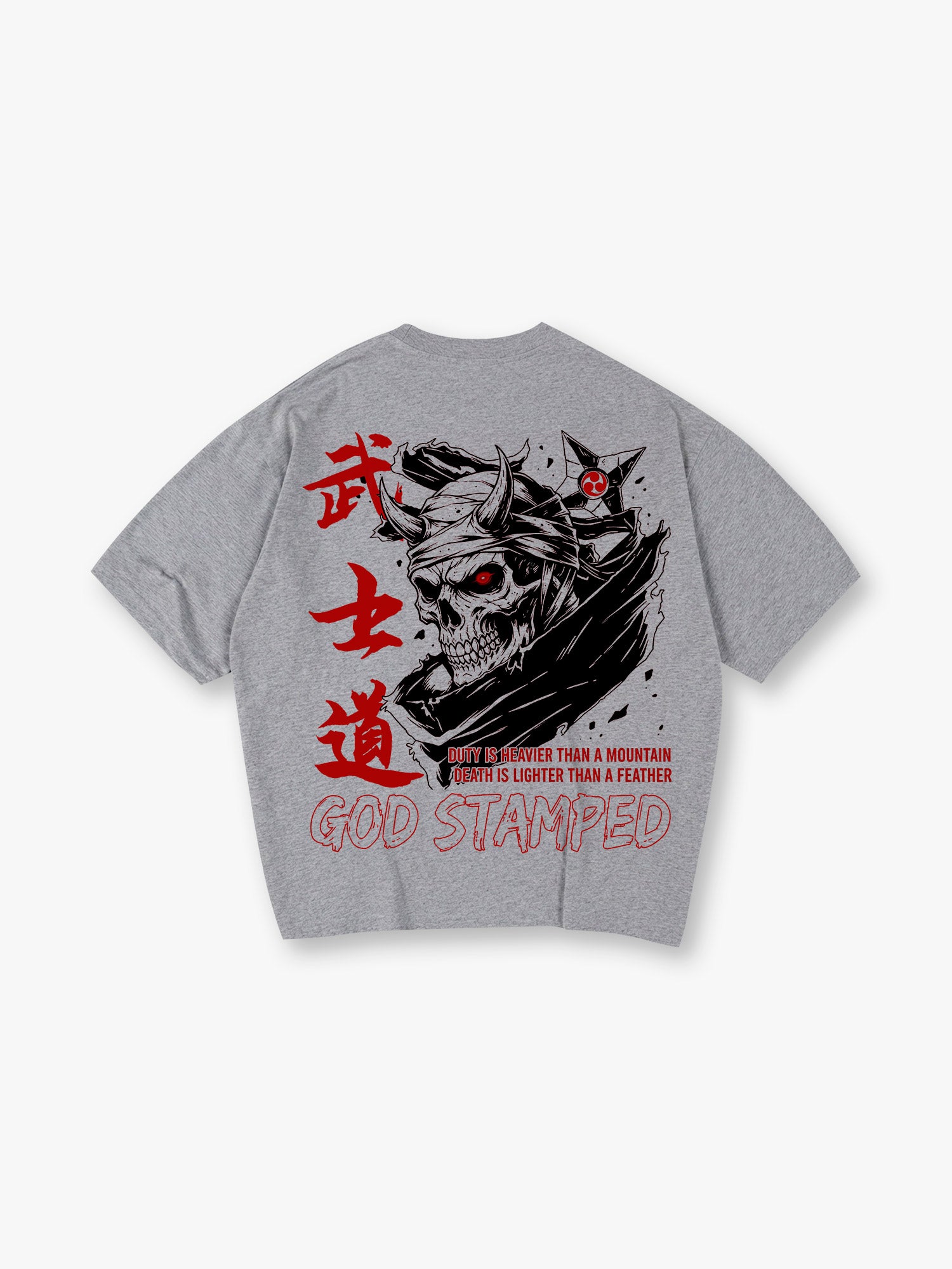 Bushido Samurai Skull T-Shirt Japanese Warrior Oni Demon Graphic Tee